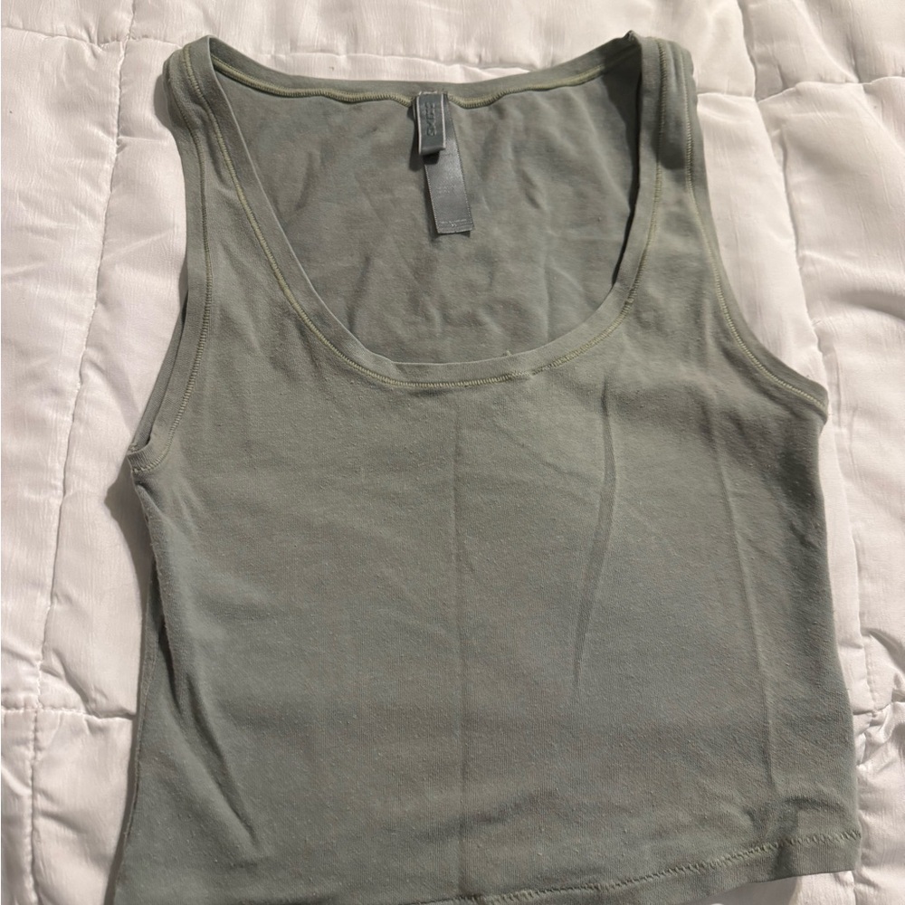 SKIMS olive green tank top